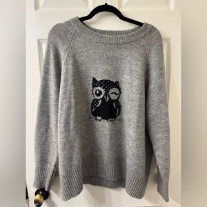 ADORABLE Winky Owl Ricki's Charcoal Owl Sweater XL Women's